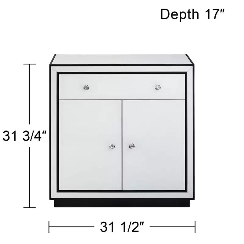 Cassettiera d'accento in vetro verniciato a rovescio bianco 31 1/2 Biscay Studio 55D