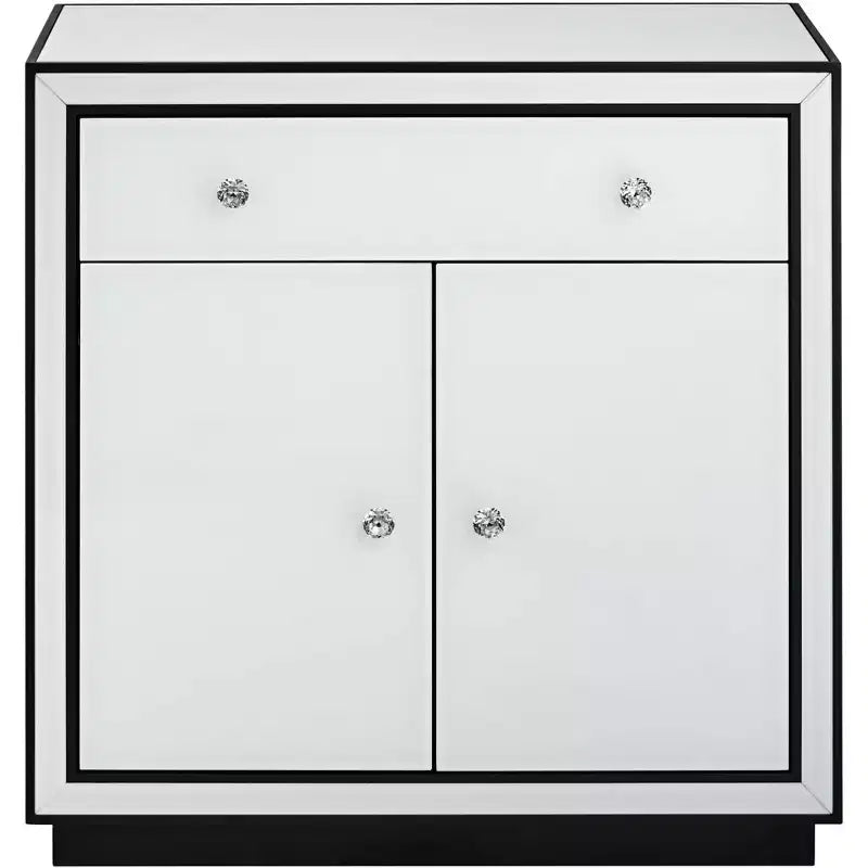 Cassettiera d'accento in vetro verniciato a rovescio bianco 31 1/2 Biscay Studio 55D