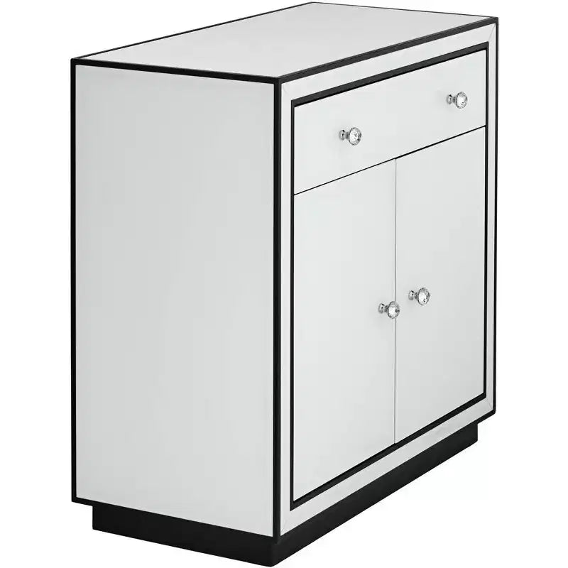 Cassettiera d'accento in vetro verniciato a rovescio bianco 31 1/2 Biscay Studio 55D
