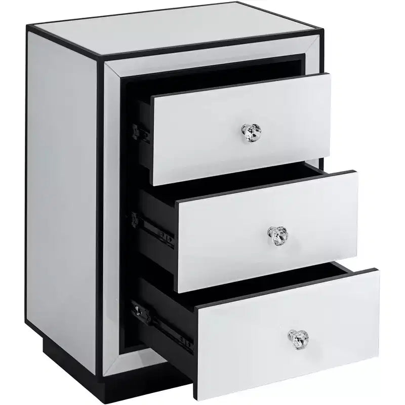 Tavolino laterale in vetro con retro dipinto bianco Studio 55D Biscaya 17 3/4 di larghezza
