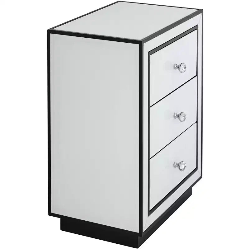 Tavolino laterale in vetro con retro dipinto bianco Studio 55D Biscaya 17 3/4 di larghezza