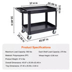 Carrello di servizio multiuso VEVOR, 2 ripiani, 250 kg, in plastica resistente, carrello multiuso con ruote girevoli a 360° (2 con freno)
