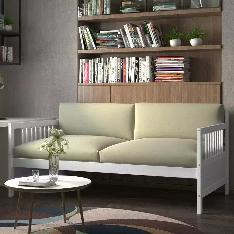 Costway Divano Letto una Piazza e Mezza in Legno con Doghe Piattaforma Robusta con Sponde Bianco/Ciliegio