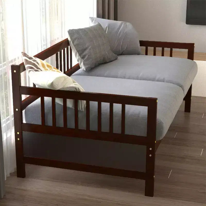 Costway Divano Letto una Piazza e Mezza in Legno con Doghe Piattaforma Robusta con Sponde Bianco/Ciliegio