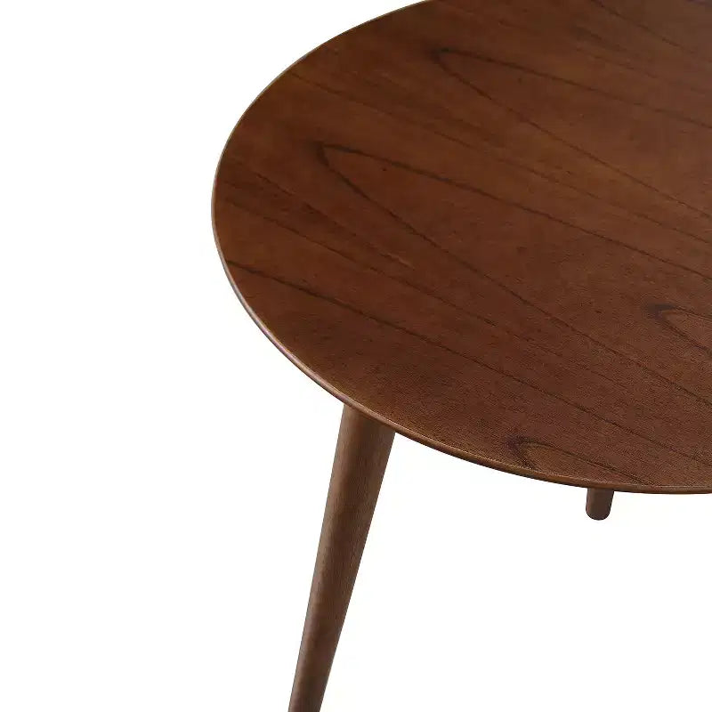 Tavolino rotondo GDFStudio Bridie Mid-Century Modern in legno con gambe a compasso