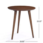 Tavolino rotondo GDFStudio Bridie Mid-Century Modern in legno con gambe a compasso