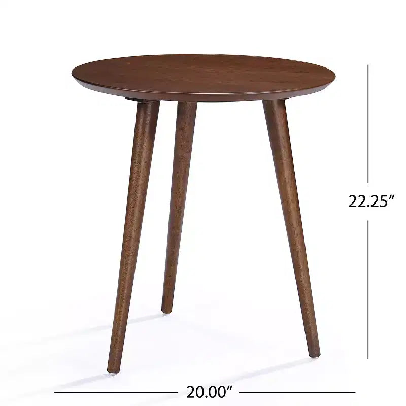 Tavolino rotondo GDFStudio Bridie Mid-Century Modern in legno con gambe a compasso