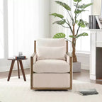 GDFStudio Tim Poltrona Girevole Accent con Rivestimento in Velluto a Coste e Due Cuscini