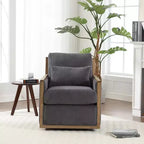 GDFStudio Tim Poltrona Girevole Accent con Rivestimento in Velluto a Coste e Due Cuscini