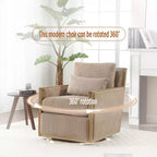 GDFStudio Tim Poltrona Girevole Accent con Rivestimento in Velluto a Coste e Due Cuscini