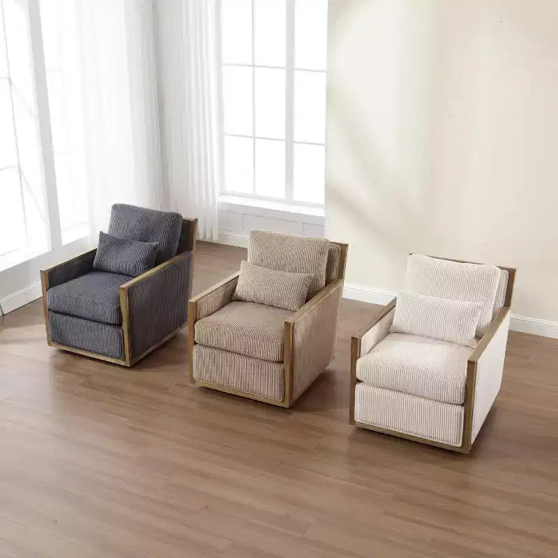 GDFStudio Tim Poltrona Girevole Accent con Rivestimento in Velluto a Coste e Due Cuscini