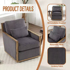 GDFStudio Tim Poltrona Girevole Accent con Rivestimento in Velluto a Coste e Due Cuscini