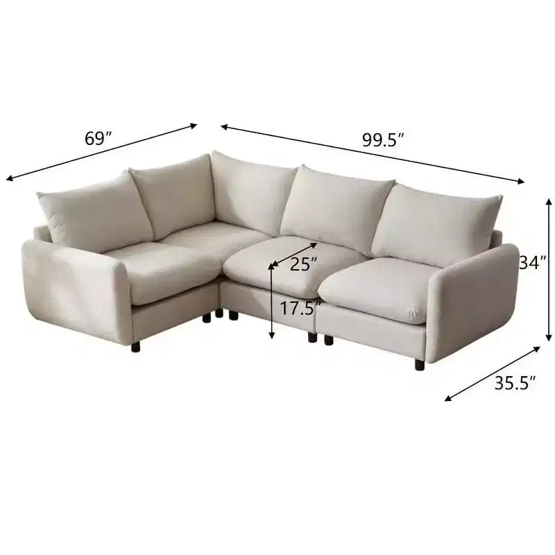 Christopher Knight Home Acker, Set Divano Componibile Moderno a 4 Pezzi con Rivestimento, Bianco