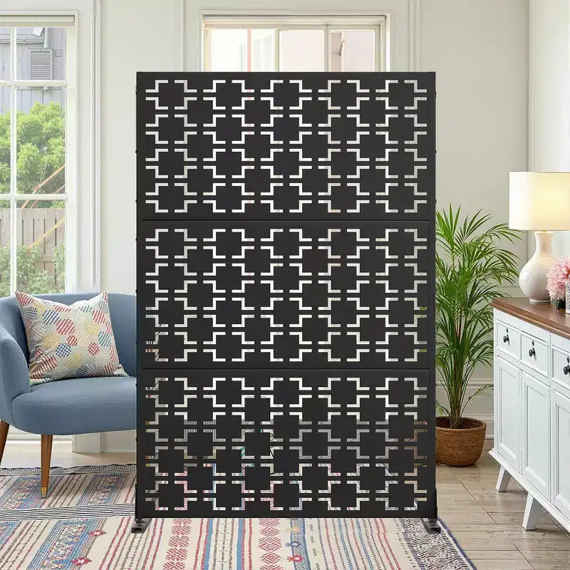 Schermo quadrato in lamiera zincata nera da 71,37x46,8x15,6 pollici, materiale per divisori domestici