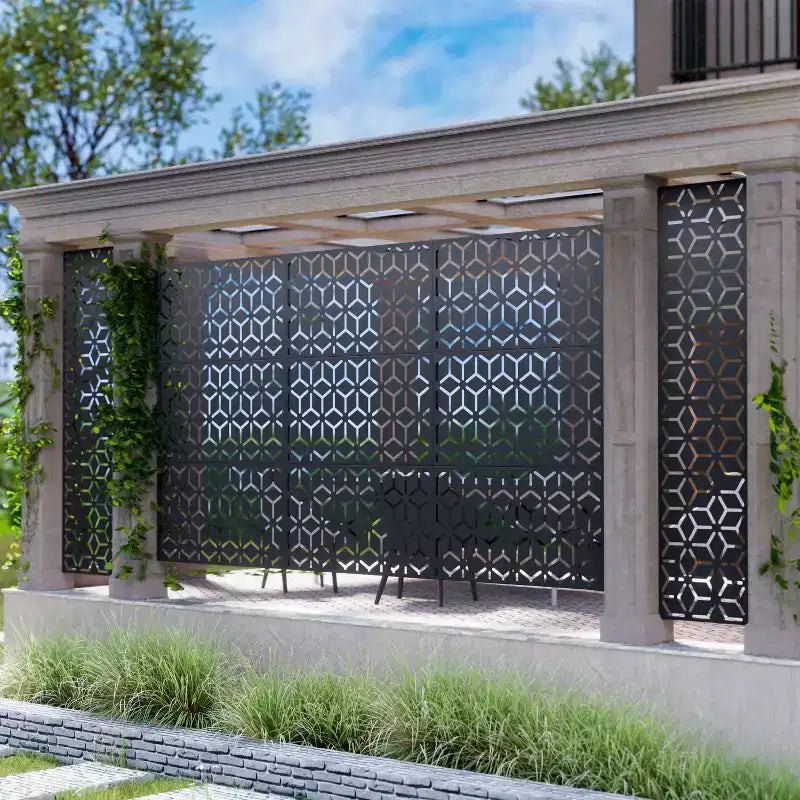Bob Hexagonal Diamond Black Galvanized Steel Screen 183x120x40cm