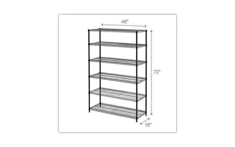 Alera Kit di Scaffalature a Filo a 6 Ripiani Certificato NSF, 48l x 18p x 72a, Nero