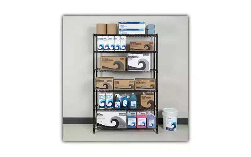 Alera Kit di Scaffalature a Filo a 6 Ripiani Certificato NSF, 48l x 18p x 72a, Nero