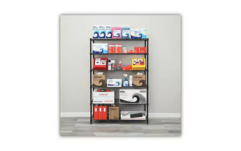 Alera Kit di Scaffalature a Filo a 6 Ripiani Certificato NSF, 48l x 18p x 72a, Nero