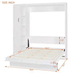 Letto a Scomparsa Whisen Modern Wood, Ripiegabile in un Mobile con Ripiani, Armadio e Luci LED