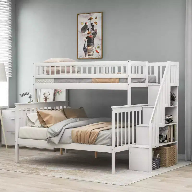 Letto a castello Whisen a una piazza e mezzo con scala e contenitore