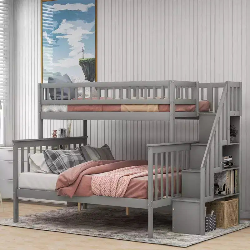 Letto a castello Whisen a una piazza e mezzo con scala e contenitore
