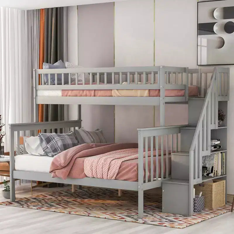 Letto a castello Whisen a una piazza e mezzo con scala e contenitore