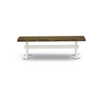 Panca da pranzo moderna HomeStock X-Style con sedile in legno massello, 60x15x18 pollici, Bianco/Espresso