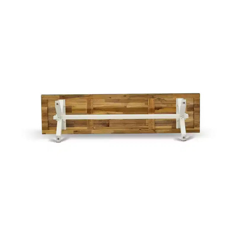 Panca da pranzo moderna HomeStock X-Style con sedile in legno massello, 60x15x18 pollici, Bianco/Espresso