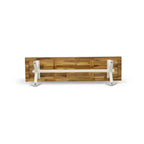 Panca da pranzo moderna HomeStock X-Style con sedile in legno massello, 60x15x18 pollici, Bianco/Espresso