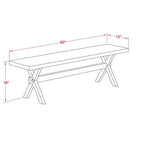 Panca da pranzo moderna HomeStock X-Style con sedile in legno massello, 60x15x18 pollici, Bianco/Espresso