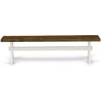 Panca da pranzo moderna HomeStock X-Style con sedile in legno massello, 60x15x18 pollici, Bianco/Espresso