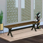 HomeStock Panca da pranzo moderna X-Style con sedile in legno, 72x15x18 pollici, Nero/Espresso