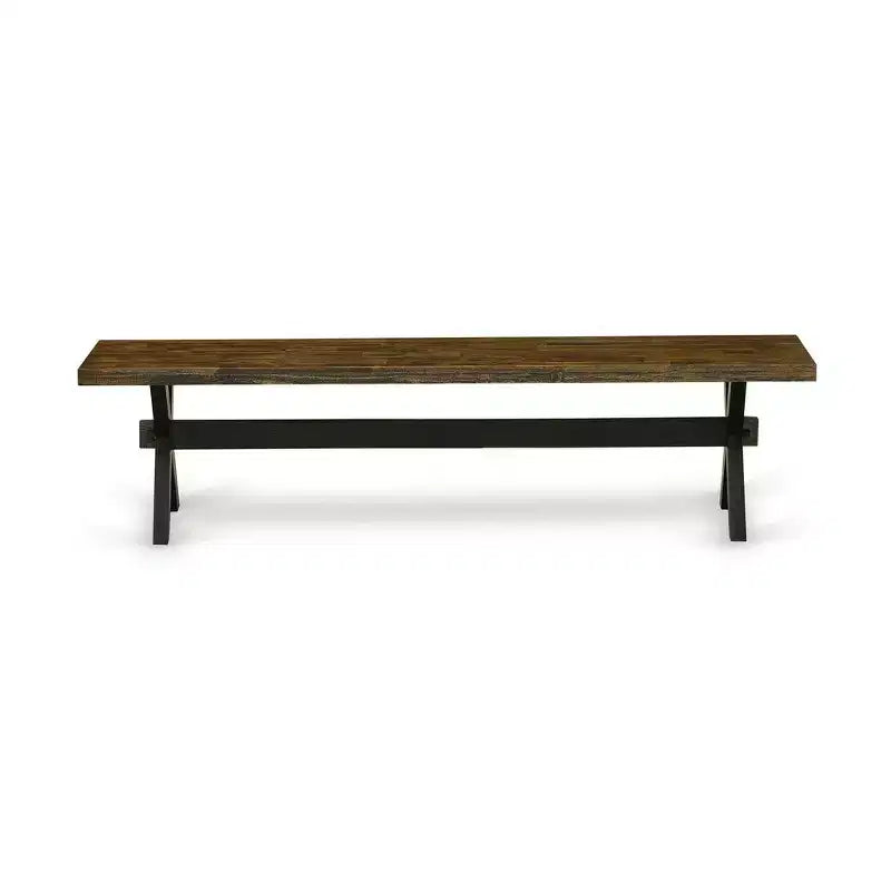 HomeStock Panca da pranzo moderna X-Style con sedile in legno, 72x15x18 pollici, Nero/Espresso