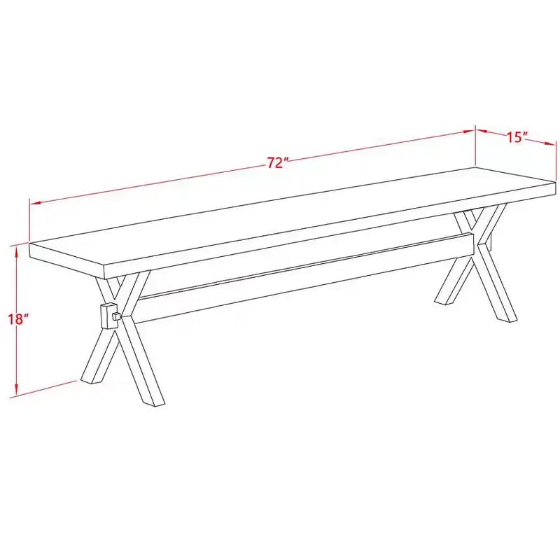 HomeStock Panca da pranzo moderna X-Style con sedile in legno, 72x15x18 pollici, Nero/Espresso