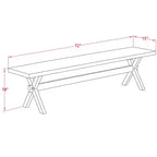 HomeStock Panca da pranzo moderna X-Style con sedile in legno, 72x15x18 pollici, Nero/Espresso