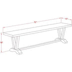 HomeStock Panca da pranzo moderna X-Style con sedile in legno, 72x15x18 pollici, Nero/Espresso
