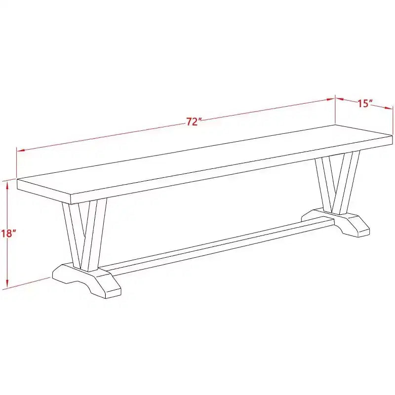 HomeStock Panca da pranzo moderna X-Style con sedile in legno, 72x15x18 pollici, Nero/Espresso