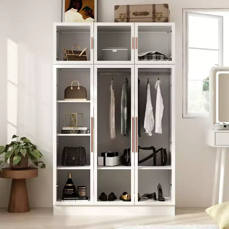 Armadio Hitow Stile Moderno Ante in Vetro Illuminazione Regolabile Integrata