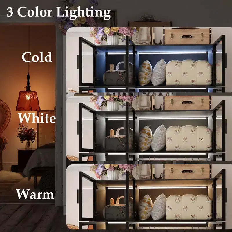 Armadio Hitow Stile Moderno Ante in Vetro Illuminazione Regolabile Integrata
