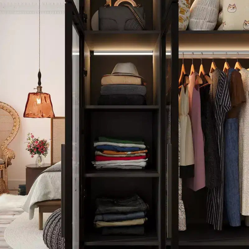 Armadio Hitow Stile Moderno Ante in Vetro Illuminazione Regolabile Integrata