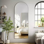 PexFix Specchio a figura intera ad arco in legno massello 71x31 Specchio da terra in nero