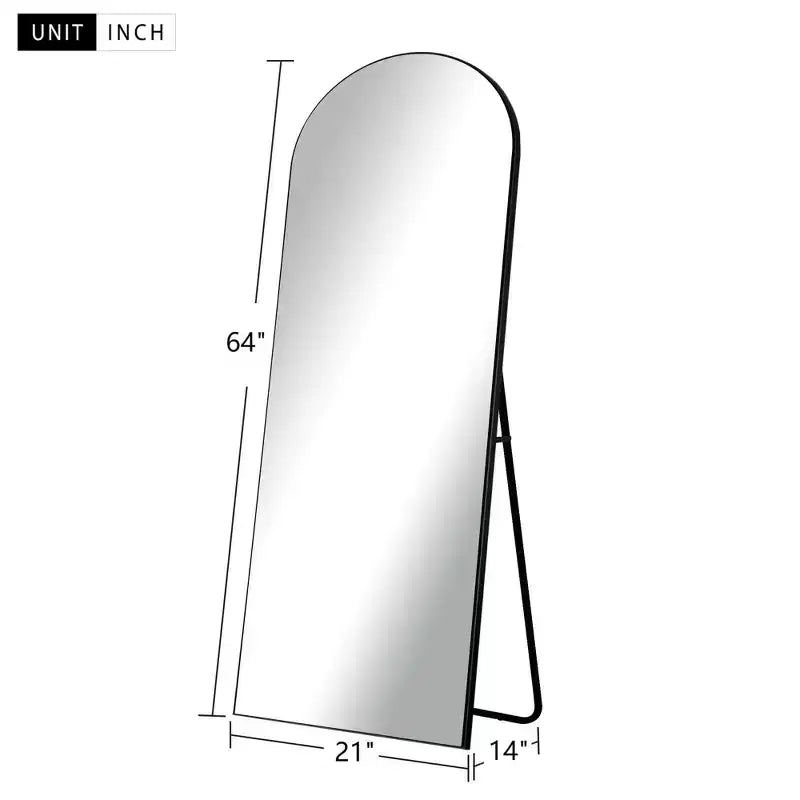 PexFix Specchio a figura intera ad arco in legno massello 71x31 Specchio da terra in nero