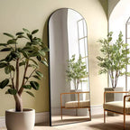 PexFix Specchio a figura intera ad arco in legno massello 71x31 Specchio da terra in nero