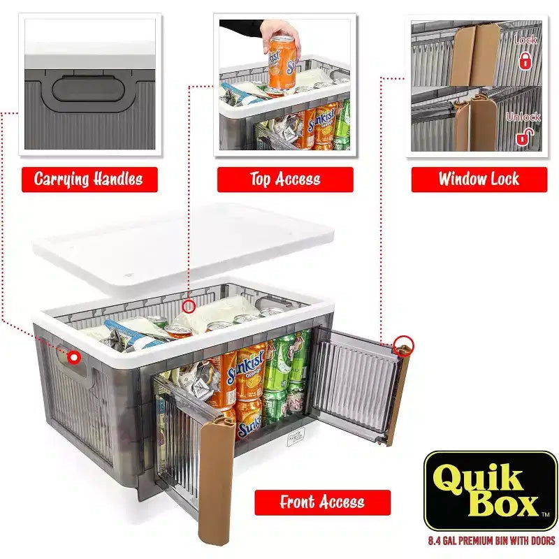 dbest products Quik Box Contenitori impilabili da 31,8 litri con ante Organizer pieghevole Contenitore pieghevole Perfetto per ogni casa