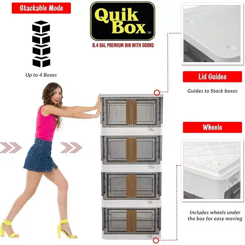dbest products Quik Box Contenitori impilabili da 31,8 litri con ante Organizer pieghevole Contenitore pieghevole Perfetto per ogni casa