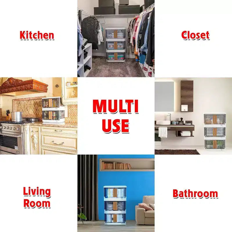 dbest products Quik Box Contenitori impilabili da 31,8 litri con ante Organizer pieghevole Contenitore pieghevole Perfetto per ogni casa