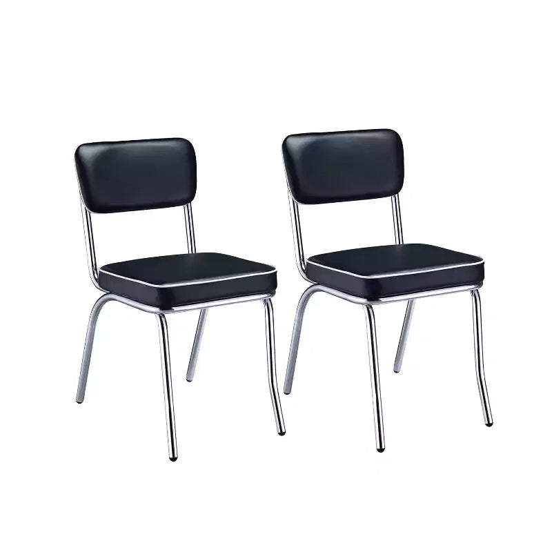 Simple Relax Set of 2 Leatherette and Metal Side Chairs in Black