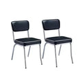 Simple Relax Set of 2 Leatherette and Metal Side Chairs in Black