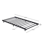 VECELO Struttura per Letto Estraibile Singolo/Rotelle/Supporto a Doghe in Metallo Migliorato e Rinforzato con Rotelle Bloccabili, Nero/Bianco