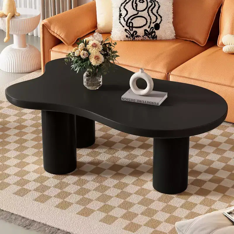 Cloud Coffee Table Thick Tabletop Sturdy Legs Sleek Black 44x25.9